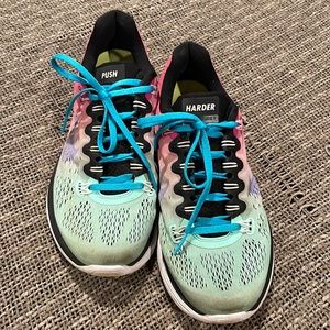 Nike Lunarglide 5. Customized with PUSH HARDER on the tongues. Size 7.5 Womens.